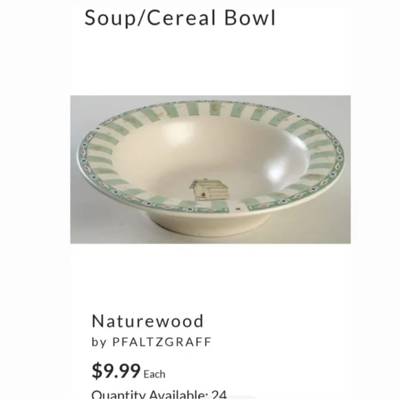 (2 Bowls) 12oz "Naturewood" Green & Ivory Stoneware Bowls by Pfaltzgraff EUC - Picture 8 of 9